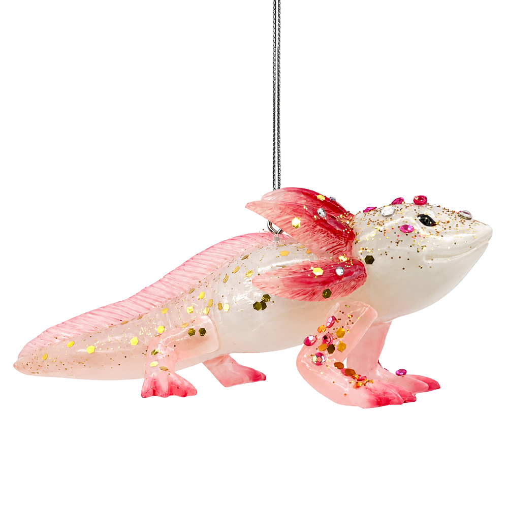 (PRE-ORDER) Pink Axolotl Resin Ornament, Sparkling Salamander Gift and Christmas Tree Decor