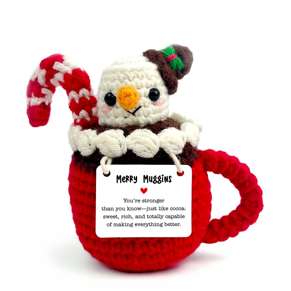 Positivity Hot Cocoa Marshmallow Crochet Support Doll, Christmas Encouragement Gift for Children and Adults Crochet Toys OrnamentallyYou 