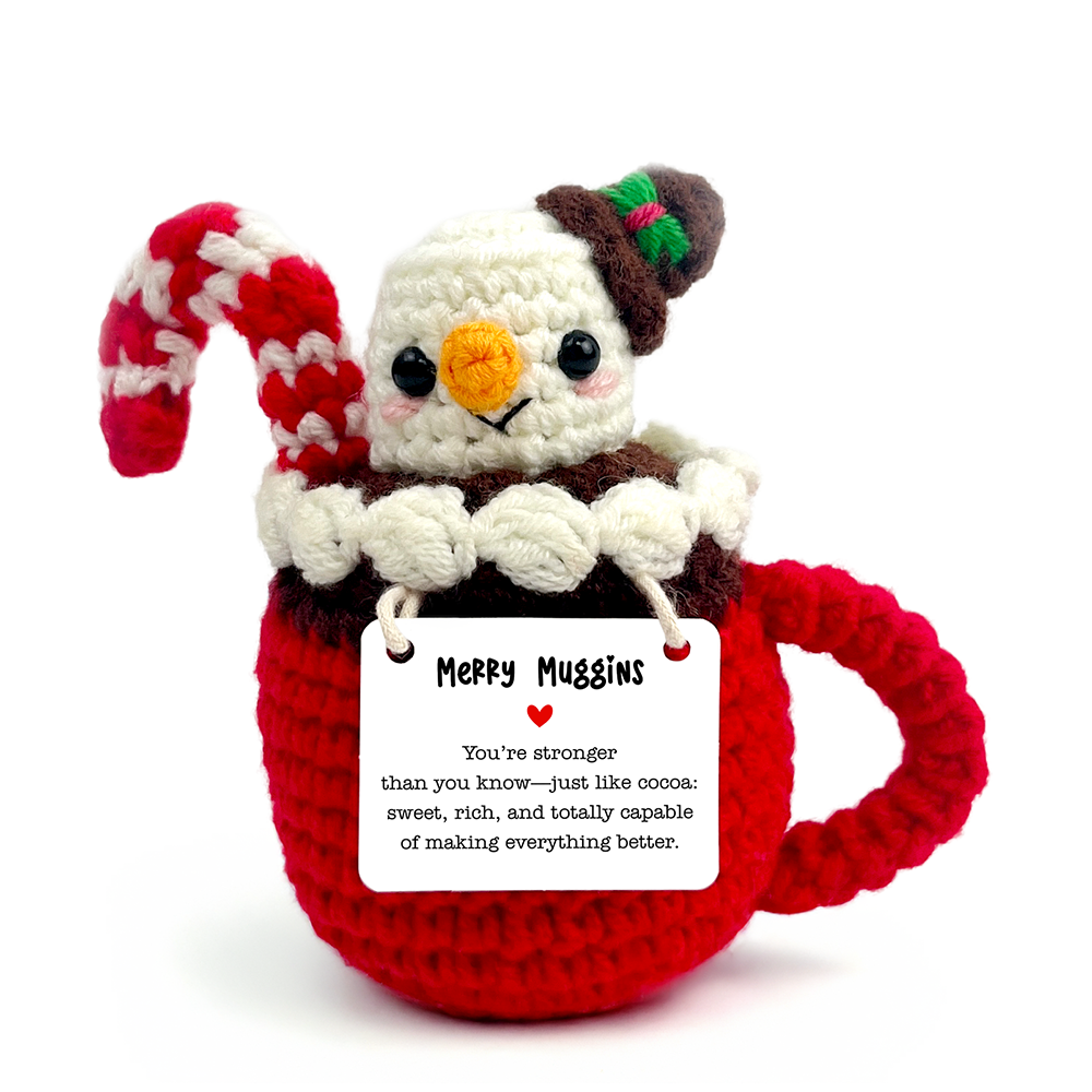 (Pre-Order) Positivity Hot Cocoa Marshmallow Crochet Support Doll, Christmas Encouragement Gift for Children and Adults
