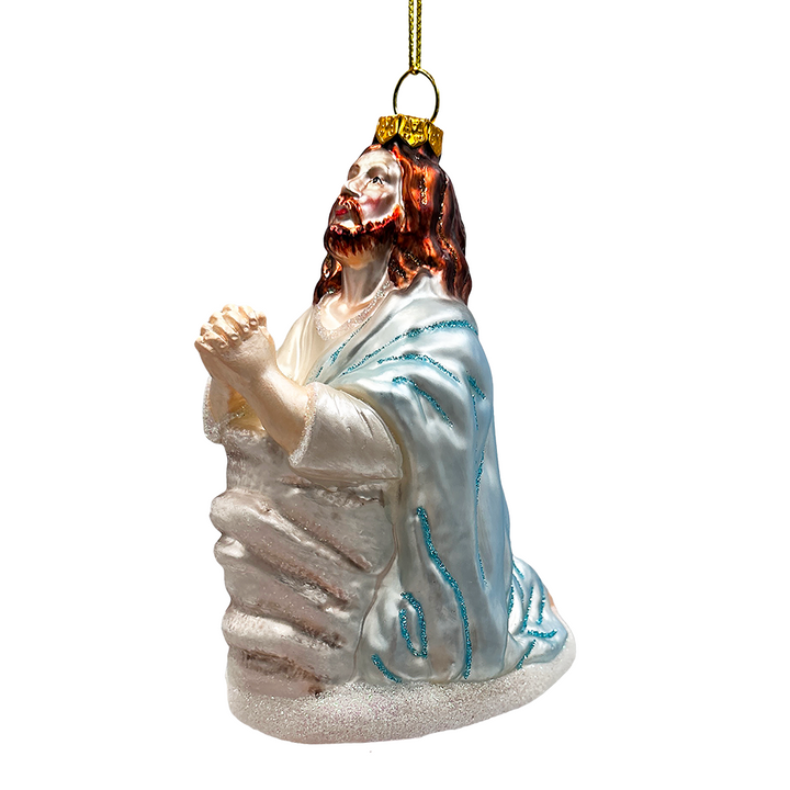 (Pre-Order) Praying Jesus Handcrafted Glass Christmas Ornament, Religious Christian Tree Decoration