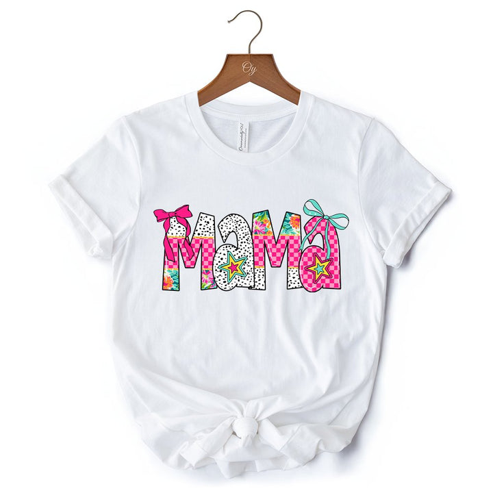 Preppy Pink Mama Coquette T-Shirt, Retro White and Black Tee for Trendy and Stylish Moms T-Shirts OrnamentallyYou 