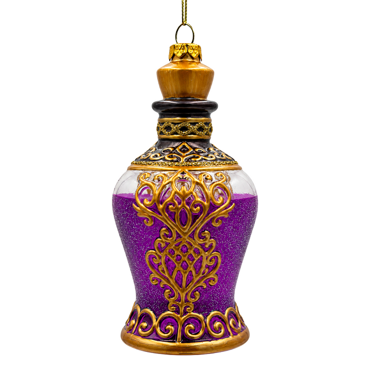 (PRE-ORDER) Purple Potion Bottle Glass Ornament, Gothic Witchcraft Halloween Apothecary Tree Decor