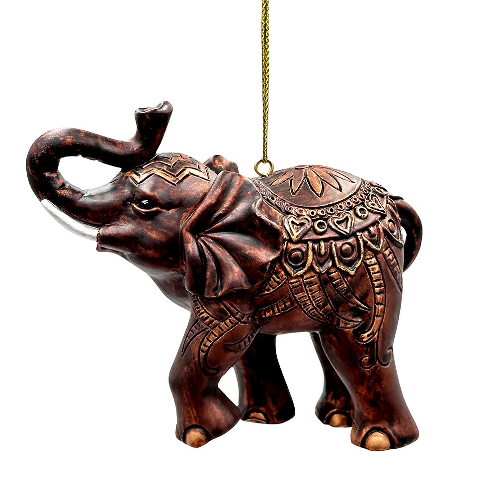 Boho Elephant Ornament, Exotic Resin Christmas Tree Decor Resin Ornaments OrnamentallyYou 
