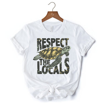 Respect the Locals Turtles T-Shirt, Retro Grunge White and Natural Tee for Ocean and Beach Lovers T-Shirts OrnamentallyYou 