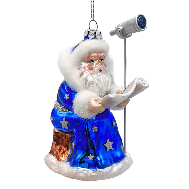 (Pre-Order) Santa the Astronomer Glass Christmas Ornament, Science and Astronomy Themed Holiday Gift