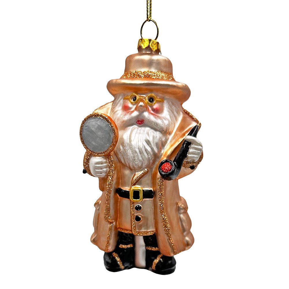 Santa the Detective Glass Christmas Ornament, Criminal Police Investigator Gift Glass Ornament OrnamentallyYou 