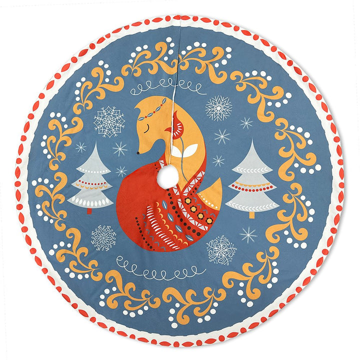 Scandinavian Folk Fox Christmas Tree Skirt Tree Skirt Nantong Prince Home Fashion Co., Ltd. 