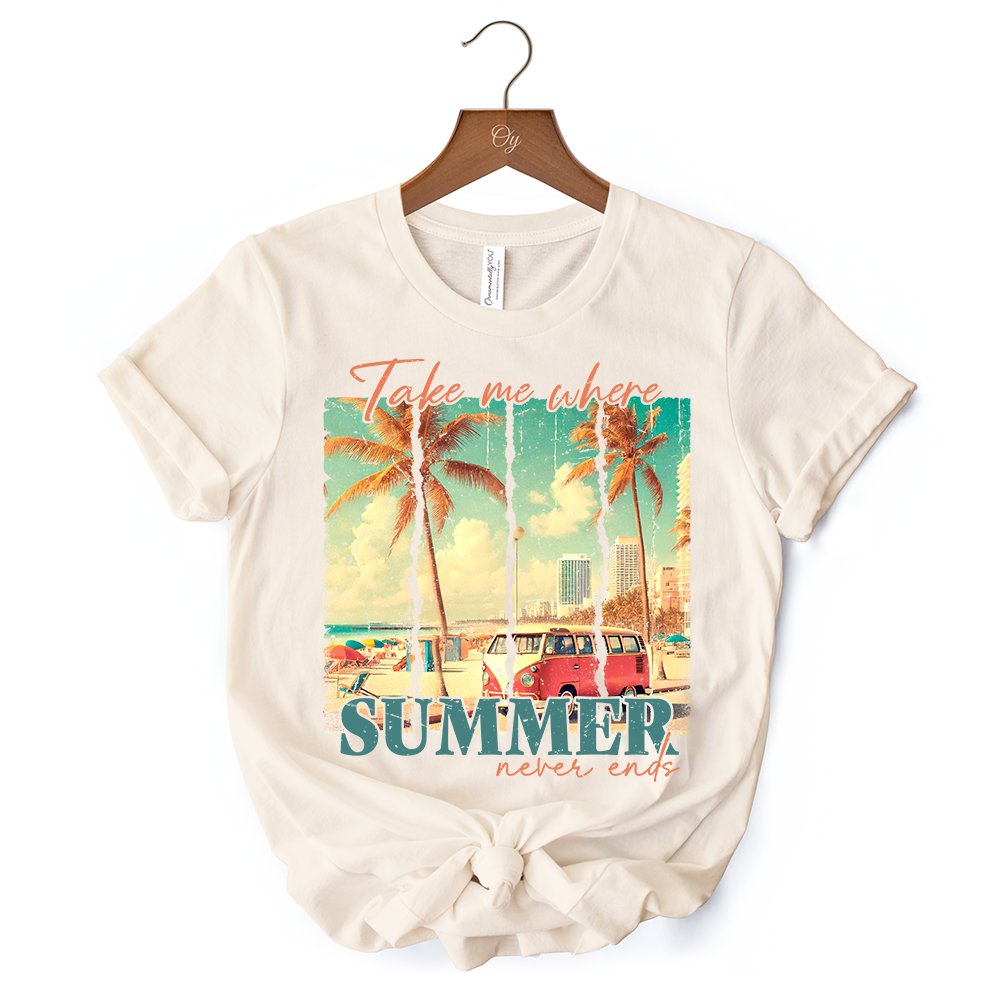 Summer Never Ends T-Shirt, Vintage White and Natural Van Tee T-Shirts OrnamentallyYou 