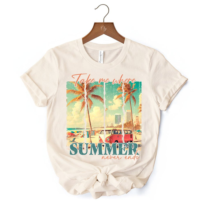 Summer Never Ends T-Shirt, Vintage White and Natural Van Tee T-Shirts OrnamentallyYou 