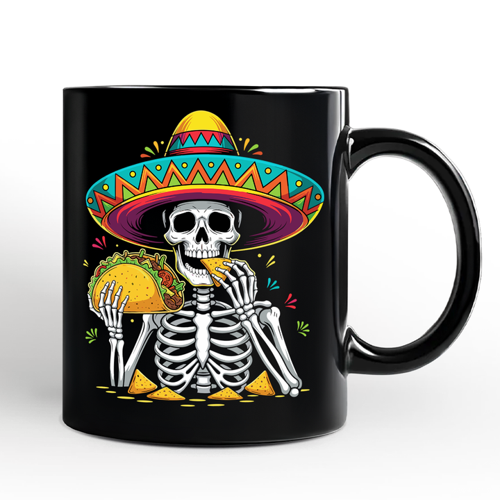 Taco Skeleton Cinco De Mayo Mug, Funny Mexican Skull Sombrero Souvenir Gift