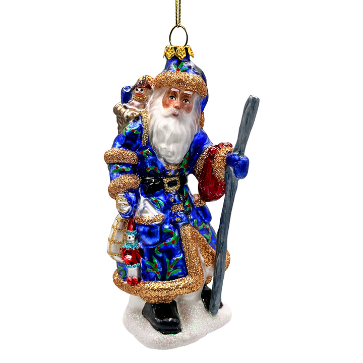 (Pre-Order) Victorian Vagabound Santa Claus Glass Christmas Ornament, Purple Tree Decor