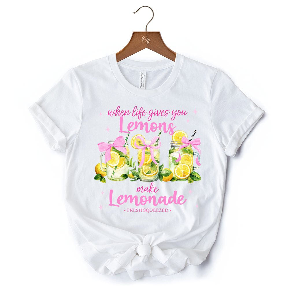 When Life Gives You Lemons Make Lemonade T-Shirt, Coquette White, Natural and Black Summer Girl Tee T-Shirts OrnamentallyYou 