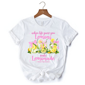 When Life Gives You Lemons Make Lemonade T-Shirt, Coquette White, Natural and Black Summer Girl Tee T-Shirts OrnamentallyYou 