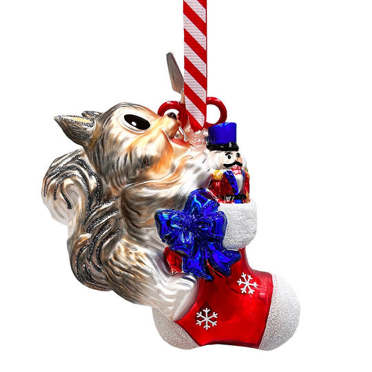 Whimsical Cute Squirrel Glass Ornament, Funny Adorable Animal Gift for Kids Glass Ornament OrnamentallyYou 