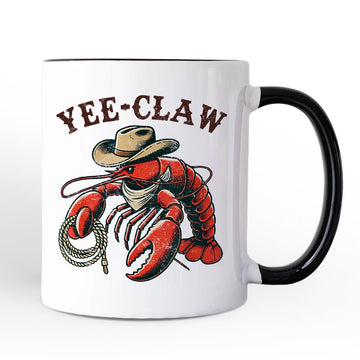 Yee Claw Lobster Western Mug, Funny Cowboy Animal Gift Personalized Ceramic Mug OrnamentallyYou 