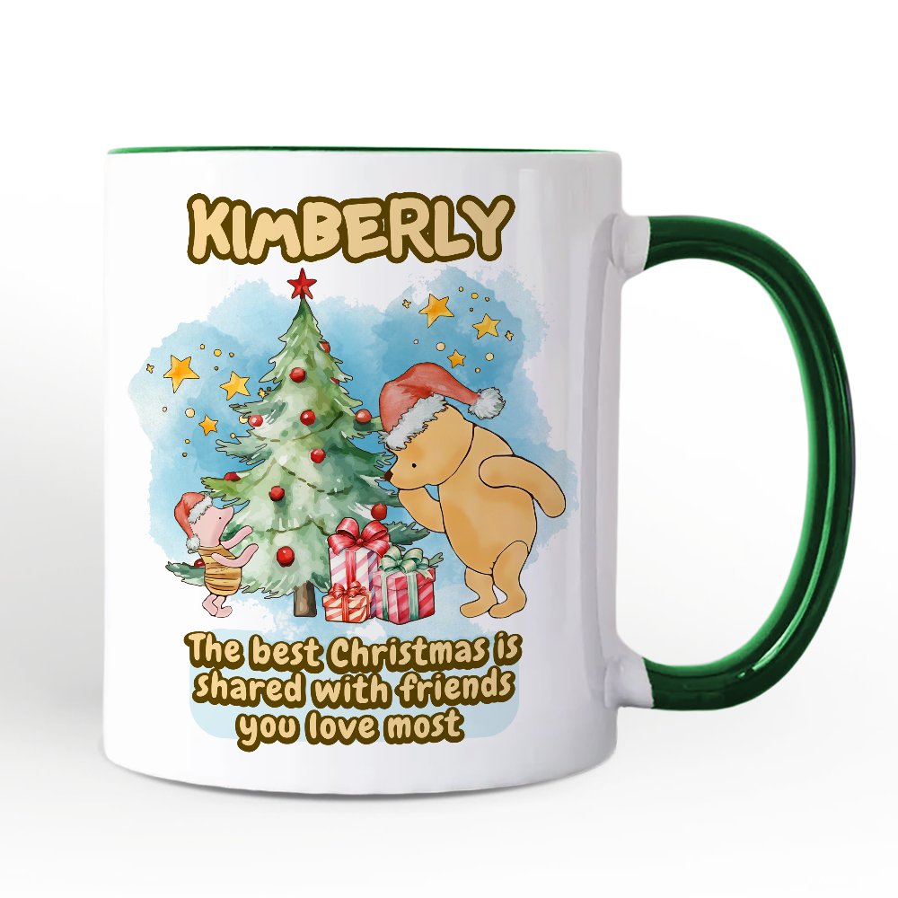 Best Christmas with Pooh Bear's Personalized Mug, Heartwarming Holiday Gift with Custom Name