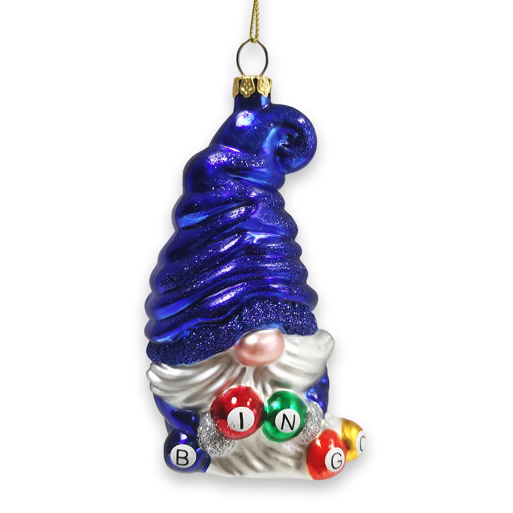 Bingo Gnome Glass Christmas Ornament Glass Ornament OrnamentallyYou 