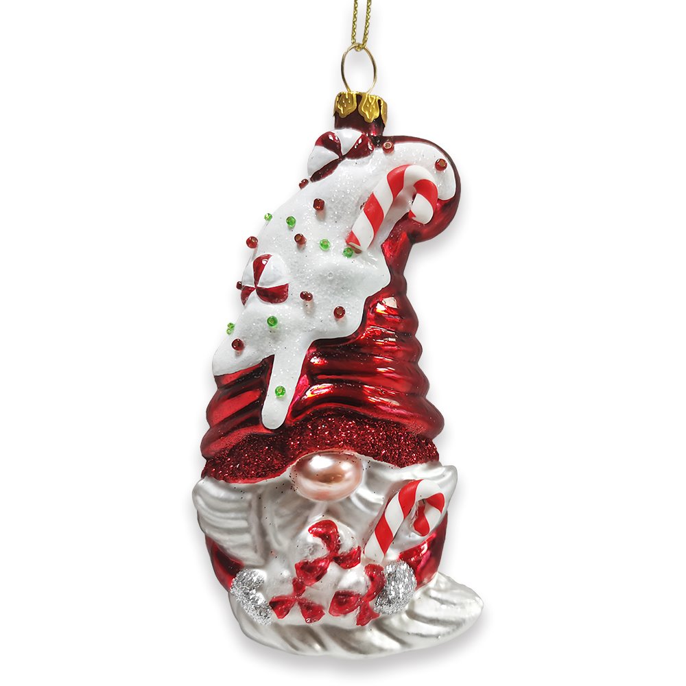 Candy Cane Gnome Glass Christmas Ornament Glass Ornament OrnamentallyYou 