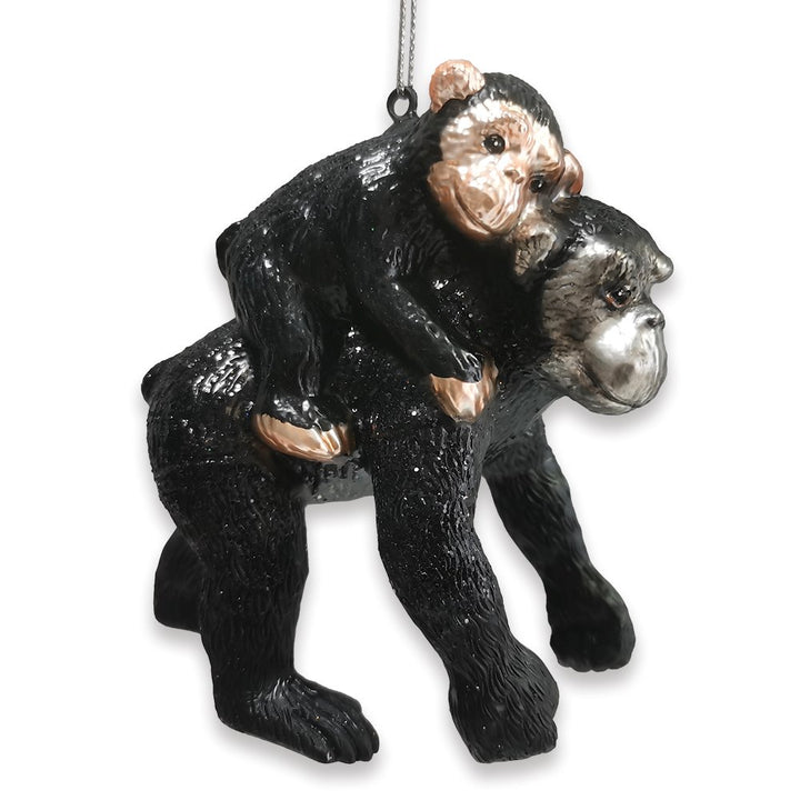 Charming Gorilla Family Kinship Glass Ornament, Mother and Baby Animal Christmas Tree Decor Glass Ornament OrnamentallyYou 