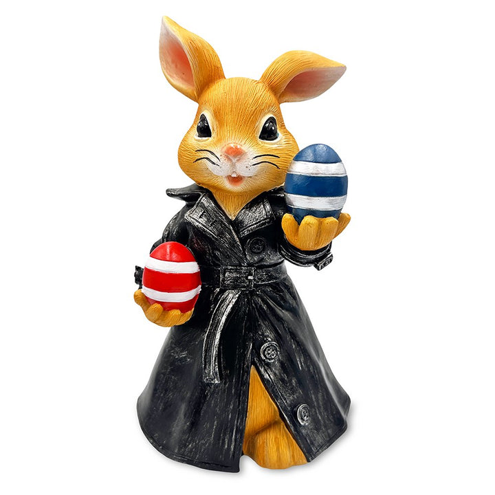 Covert Carrot Collector Funny Bunny Agent Figurine, 7" Dueling Easter Rabbit Garden Statue Resin Statues OrnamentallyYou 