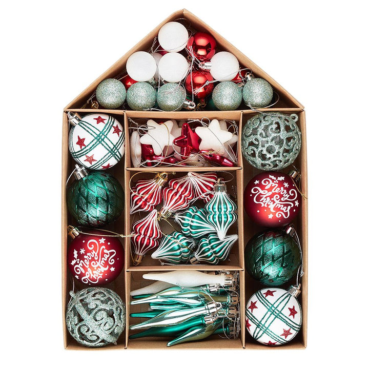 Elegantly Distinct Set of Christmas Ornaments Magenta, Green, White and Red Baubles, Icicles and Stars Ornament Bundle OrnamentallyYou 