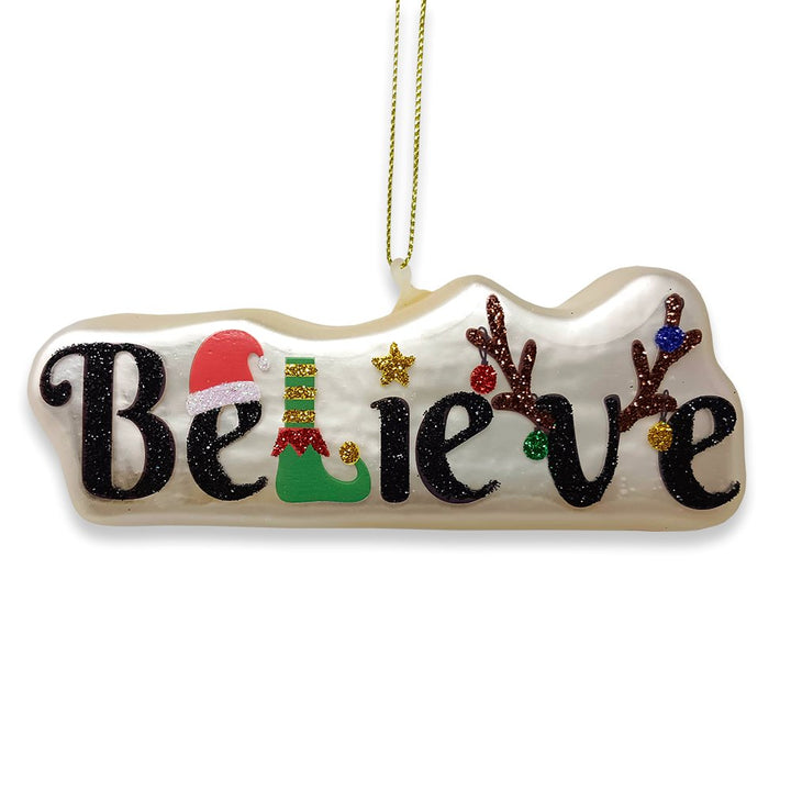 Enchanting Believe Glittering Glass Festive Christmas Ornament Glass Ornament OrnamentallyYou 