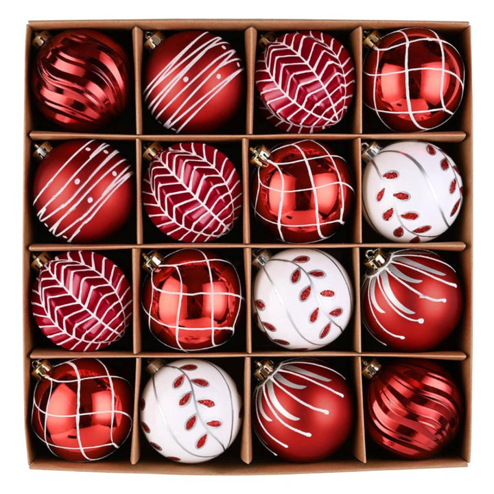Festive Christmas Ball Set, 16 Ornaments with Varied and Refined Red Colors Packaged Ornament Bundle OrnamentallyYou 