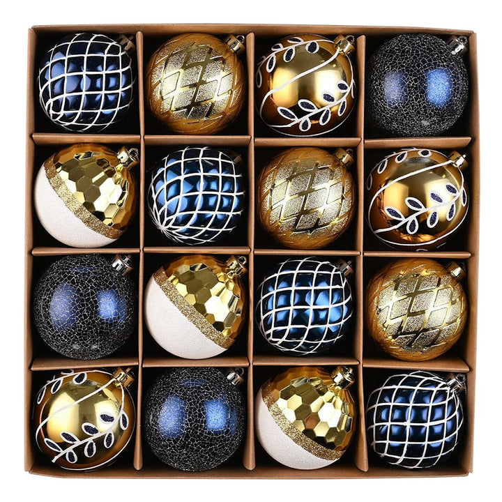 Festive Gold and Frosted Blue Assorted Ornament Bauble Bundle, Set of 16 Elegant Christmas Balls Ornament Bundle OrnamentallyYou 