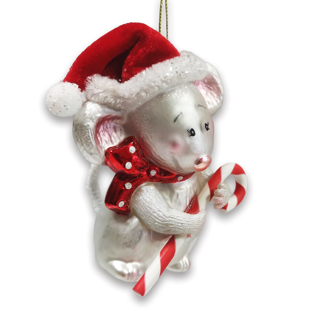 Festive Holiday Mouse Glass Christmas Ornament Glass Ornament OrnamentallyYou 