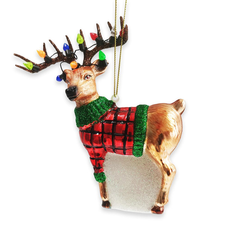 Festive Reindeer Glass Christmas Ornament Figurine Glass Ornament OrnamentallyYou 