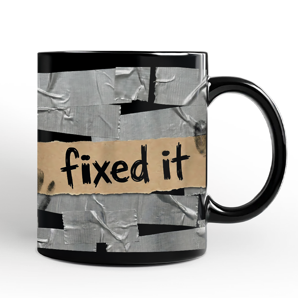Fixed It Duct Tape Funny Mug, Handyman Dad Gift