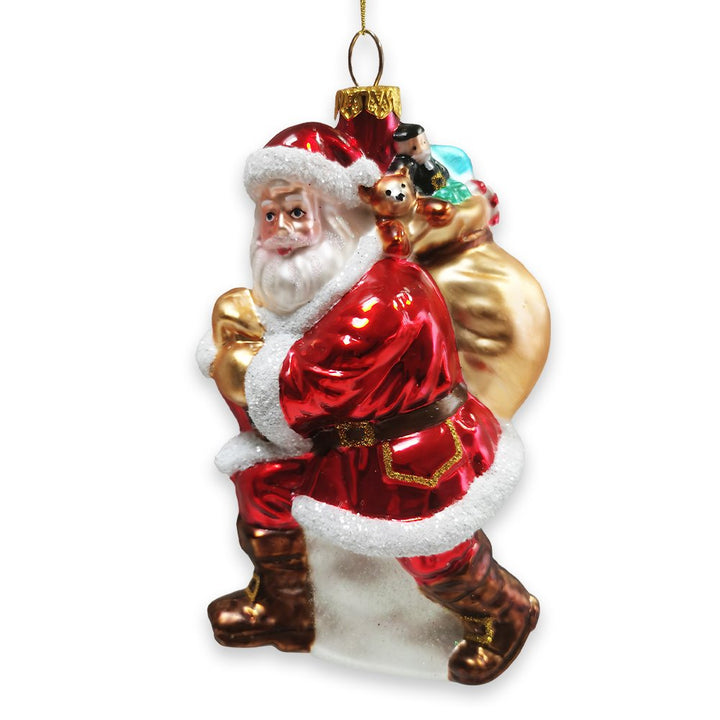 Holly Jolly Santa Claus with Gift Bag and Toys Blown Glass Christmas Ornament Glass Ornament OrnamentallyYou 