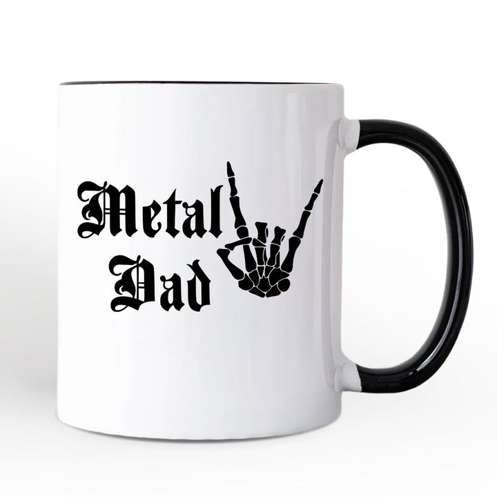 Metal Dad Skeleton Mug, Rock Music Hand Sign Gift Personalized Ceramic Mug OrnamentallyYou 