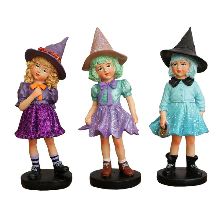 Mystical Victorian Witch Sisters Set of Three Figurines, Enchanted 6" Statues for a Bewitching Halloween Tabletop Display Resin Statues OrnamentallyYou 