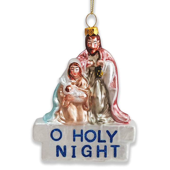 Oh Holy Night Nativity Scene Glass Christmas Ornament, Jesus and Mary Glass Ornament OrnamentallyYou 