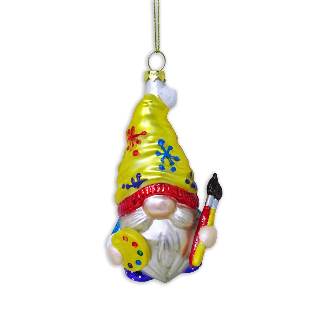 Painter Artist Gnome Glass Christmas Ornament Glass Ornament OrnamentallyYou 