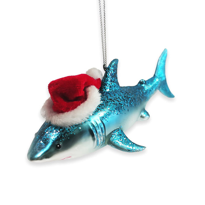 Shark with Santa Hat Glass Christmas Ornament Glass Ornament OrnamentallyYou 