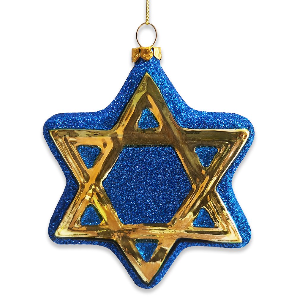 Star of David Glass Christmas Ornament, Jewish Holiday Hannukah Tree Gift Glass Ornament OrnamentallyYou 