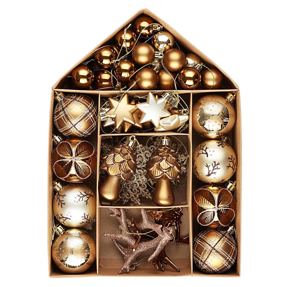 Vintage Woodland Ornament Large Bauble Set, 70 Ornaments with Woods Theme, Brown and Beige Colors Ornament Bundle OrnamentallyYou 