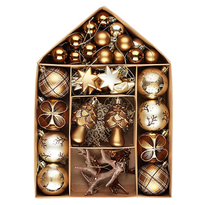 Vintage Woodland Ornament Large Bauble Set, 70 Ornaments with Woods Theme, Brown and Beige Colors Ornament Bundle OrnamentallyYou 