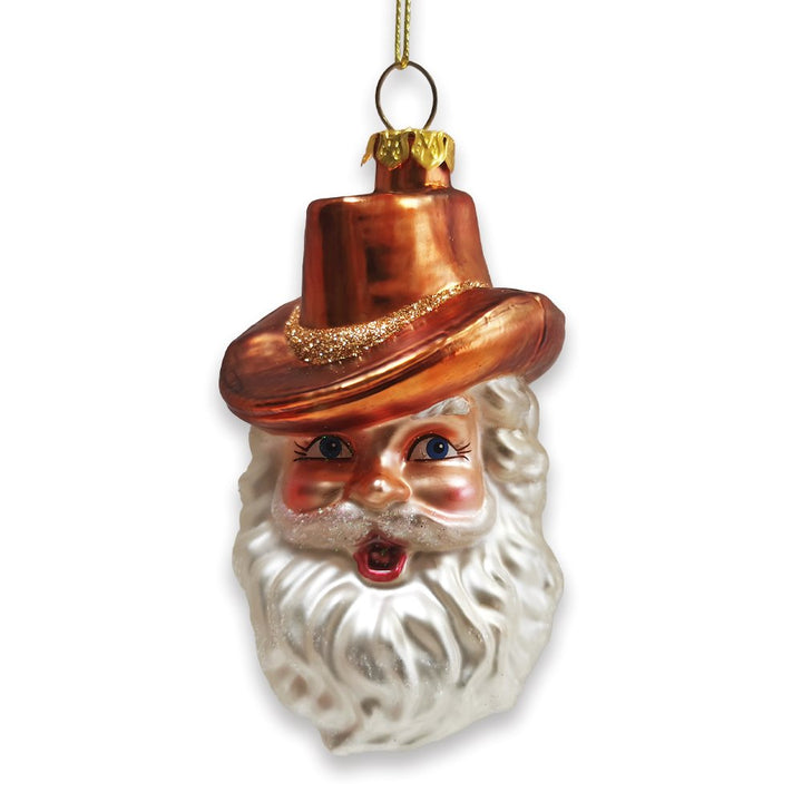Western Cowboy Santa Vintage Frontier Glass Christmas Ornament Glass Ornament OrnamentallyYou 
