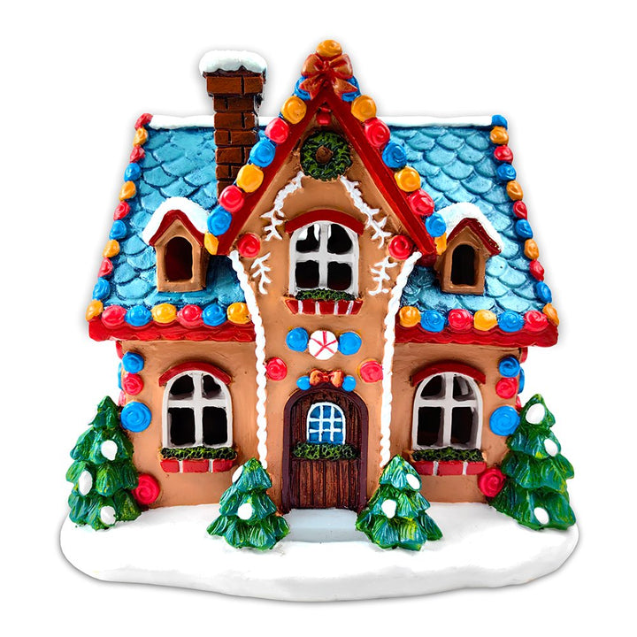 Whimsically Sweet Gingerbread Home Lighted Christmas Decoration, 7" LED Table Figurine Holiday Decor Resin Statues OrnamentallyYou 