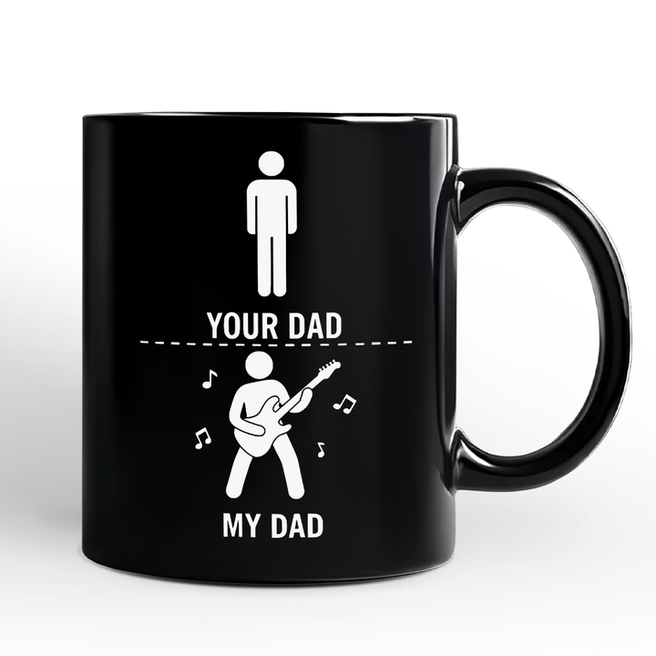 Your Dad Vs My Cool Dad Mug, Funny Bass Guitar Rock Father's Day Gift