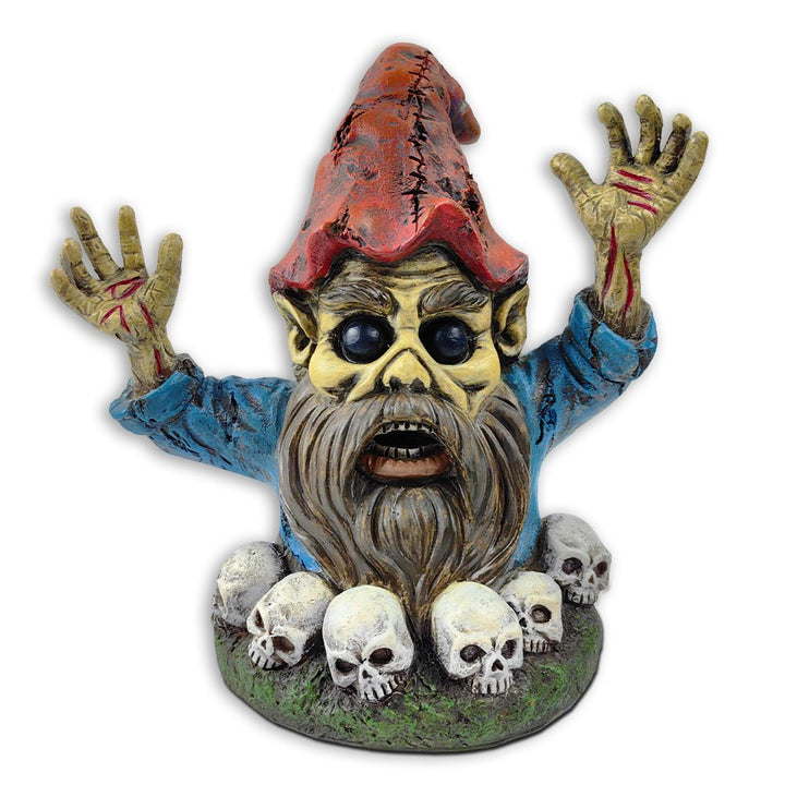 Zombie Gnome Garden Statue, 8" Outdoor Halloween Figurine Yard Decoration Resin Statues OrnamentallyYou 