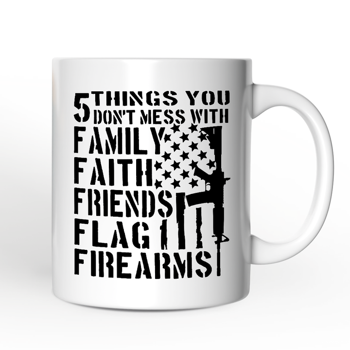 5 Things You Don’t Mess With Dad Personalized Mug, Patriotic Father Gift with Custom Name