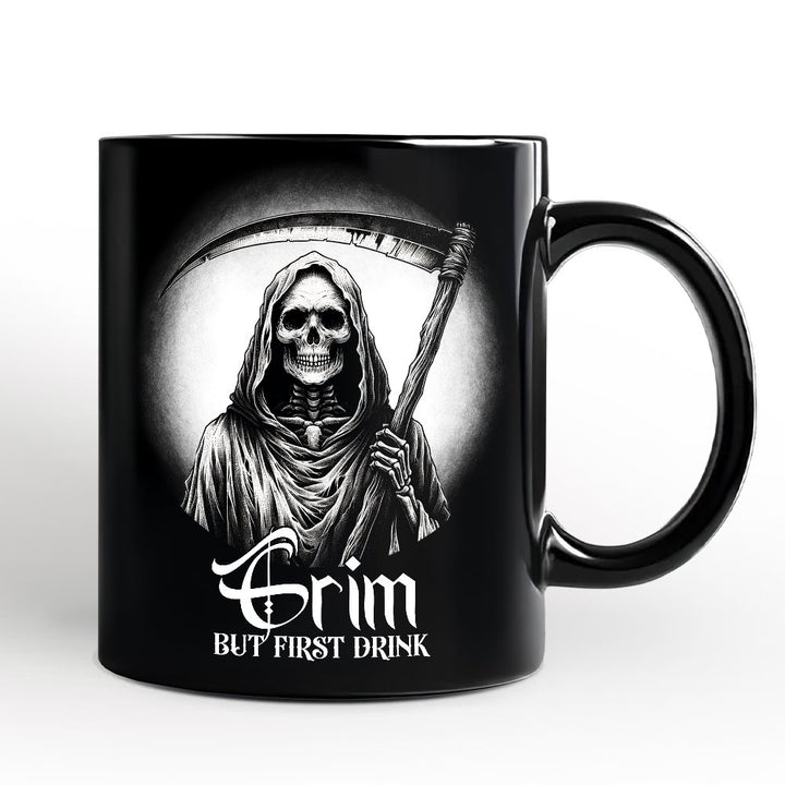 Grim Reaper Spooky Portrait Personalized Mug Horror Villain Theme Halloween Gift with Custom Name Personalized Ceramic Mug OrnamentallyYou Black Non-Custom 
