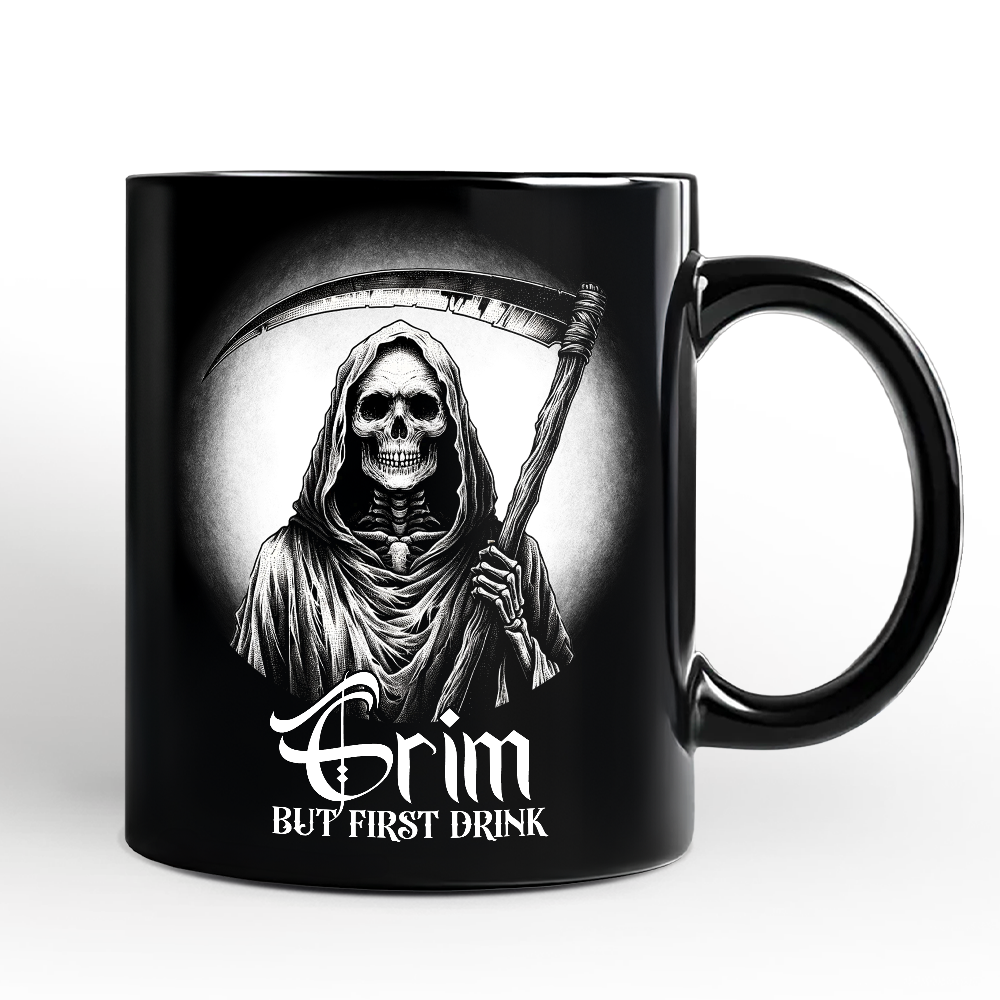 Grim Reaper Spooky Portrait Personalized Mug Horror Villain Theme Halloween Gift with Custom Name