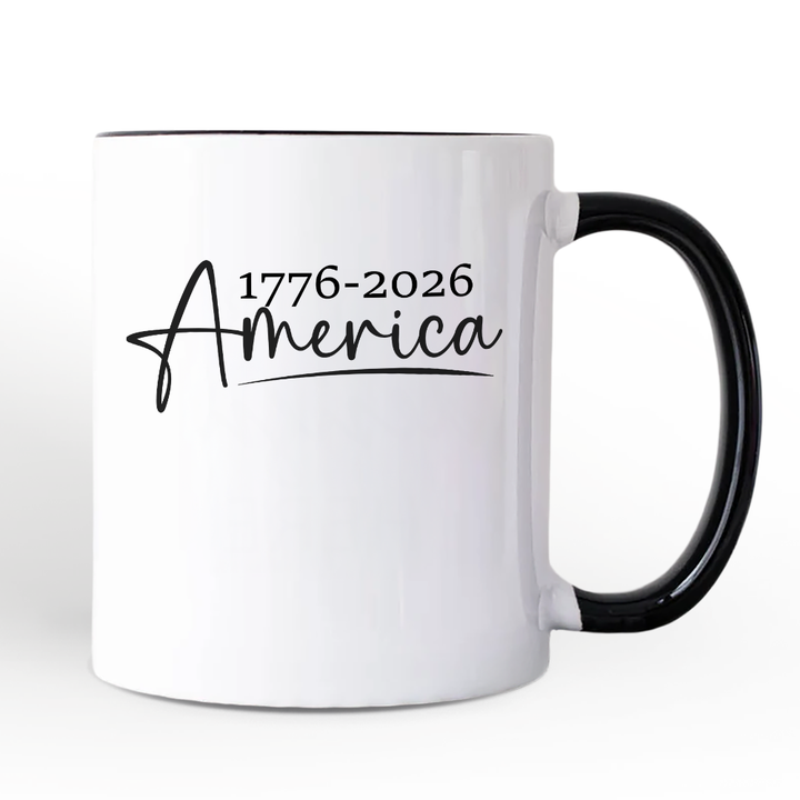 250 Years American Anniversary Personalized Mug, 4th of July Minimalistic Patriotic 1776–2026 Gift with Custom Name