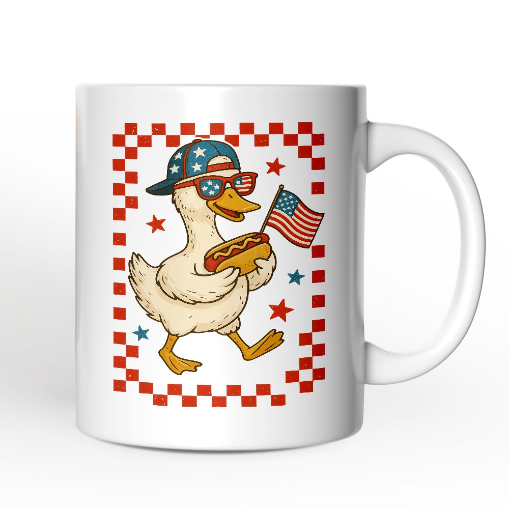4th of July Patriotic Duck Personalized Mug, Funny Independence Day Gift with Custom Name Personalized Ceramic Mug OrnamentallyYou Non-Custom 
