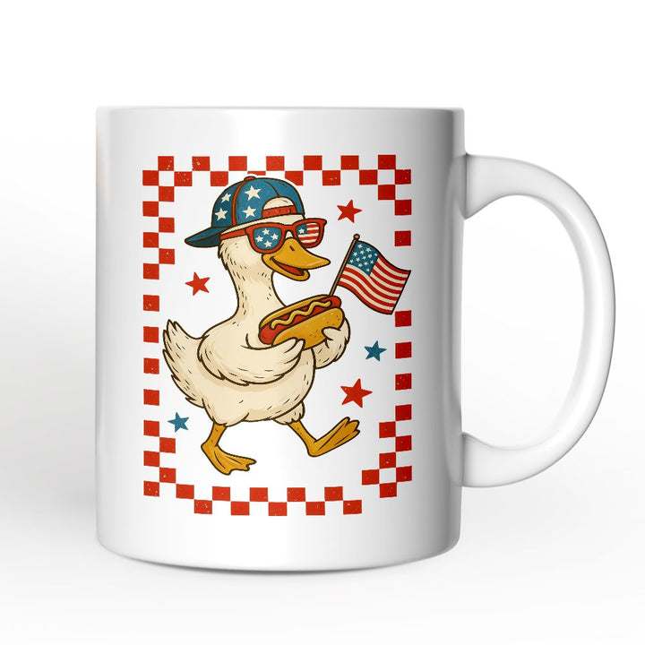 4th of July Patriotic Duck Personalized Mug, Funny Independence Day Gift with Custom Name Personalized Ceramic Mug OrnamentallyYou Non-Custom 